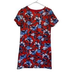J. Crew Red and Blue Floral Dress. Size 00